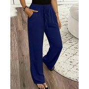 Estrelle - Loungehose mit Kordelzug und Spitzenbesatz – Marineblau