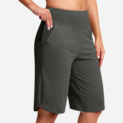 Odeliora - Komfortable Bermuda-Shorts mit hoher Taille – Dunkelgrau