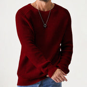 Isric - Strukturierter Strickpullover mit Rundhalsausschnitt – Rot