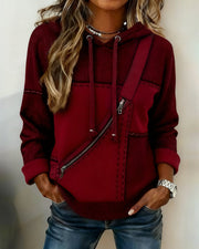 Eulanique - Strukturierter Hoodie mit Reißverschluss – Rot