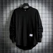 Leon | Herren Oversized Longsleeve Rundhals Langarm Basic – Schwarz