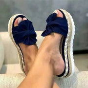 Nadine | Damen Frühlings Schleifen Slip-On Sandalen – Blau