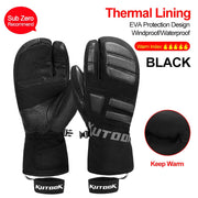 Herren Thermo-Fäustlinge für Wintersportler – Schwarze 3 Finger