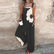 Aderyn - Luftiger bedruckter Jumpsuit – Schwarz