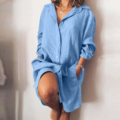 Button-Down Midi Hemdkleid für Damen