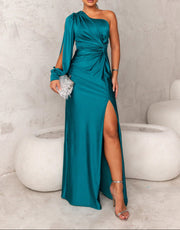 Riley™ - Ein-Schulter Abendkleid – Türkis