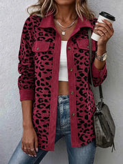 Miressia - Strickjacke mit Animal-Print und Knopfleiste – Rot