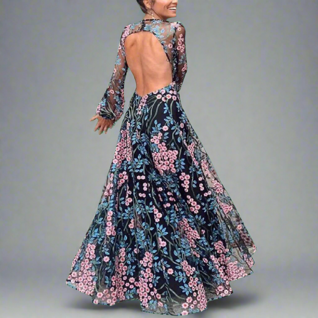 Marlies | Rückenfreies Maxikleid aus Premiumstoff