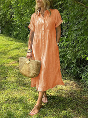 Nadja | Elegantes Maxi-Hemdkleid mit sanfter Haptik – Orange