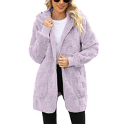 Zinnabelle - flauschige Kapuzenstrickjacke – Lila