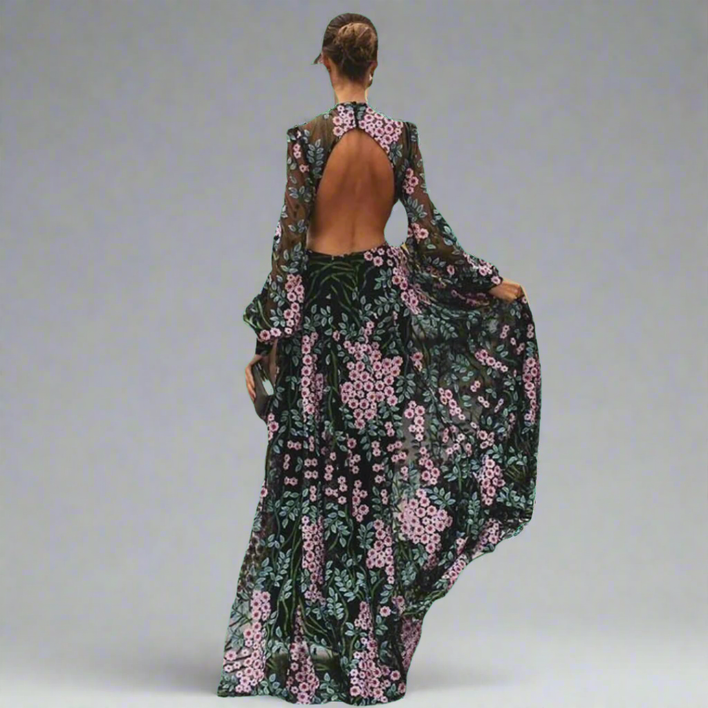 Marlies | Rückenfreies Maxikleid aus Premiumstoff