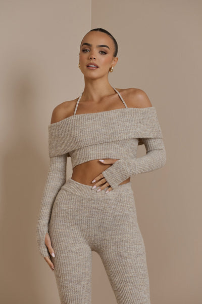 Schulterfreies Strick-Set | Feminine Eleganz & Komfort | Figurbetonter Schnitt