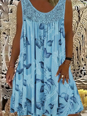 Ariadne - Elegantes Shiftkleid mit Blumenprint – Blau