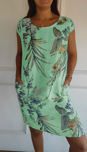 Tatiana - Leichtes Sommerkleid mit Print für Damen – Grün