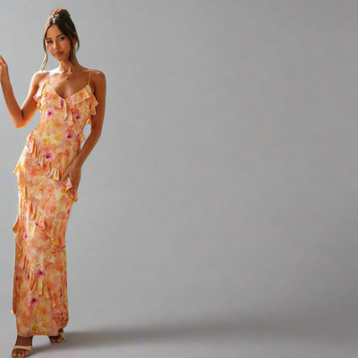 Sieglinde | Maxikleid in Zitrone aus luftiger Premium-Viskose