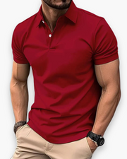 Collo | Herren Kurzarm Poloshirt Slim Fit Einfarbig Sportpolo – Rot