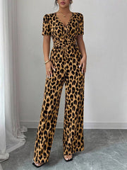 Eveliora - Eleganter Jumpsuit mit Animalprint – Khaki