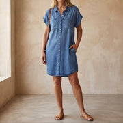 Alina | Mittellanges Freizeitkleid Damen – Blau