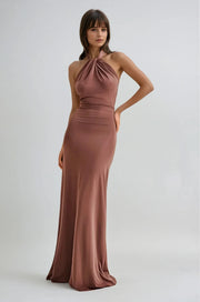 Sommerfeld | Halter Maxikleid – Braun