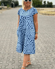 Fiona | Sommerkleid mit charmantem Rundhalsausschnitt – Blau
