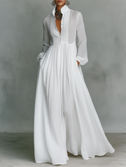 Hanna | Exklusives Maxi Kleid für stilvolle Damen – Weiß