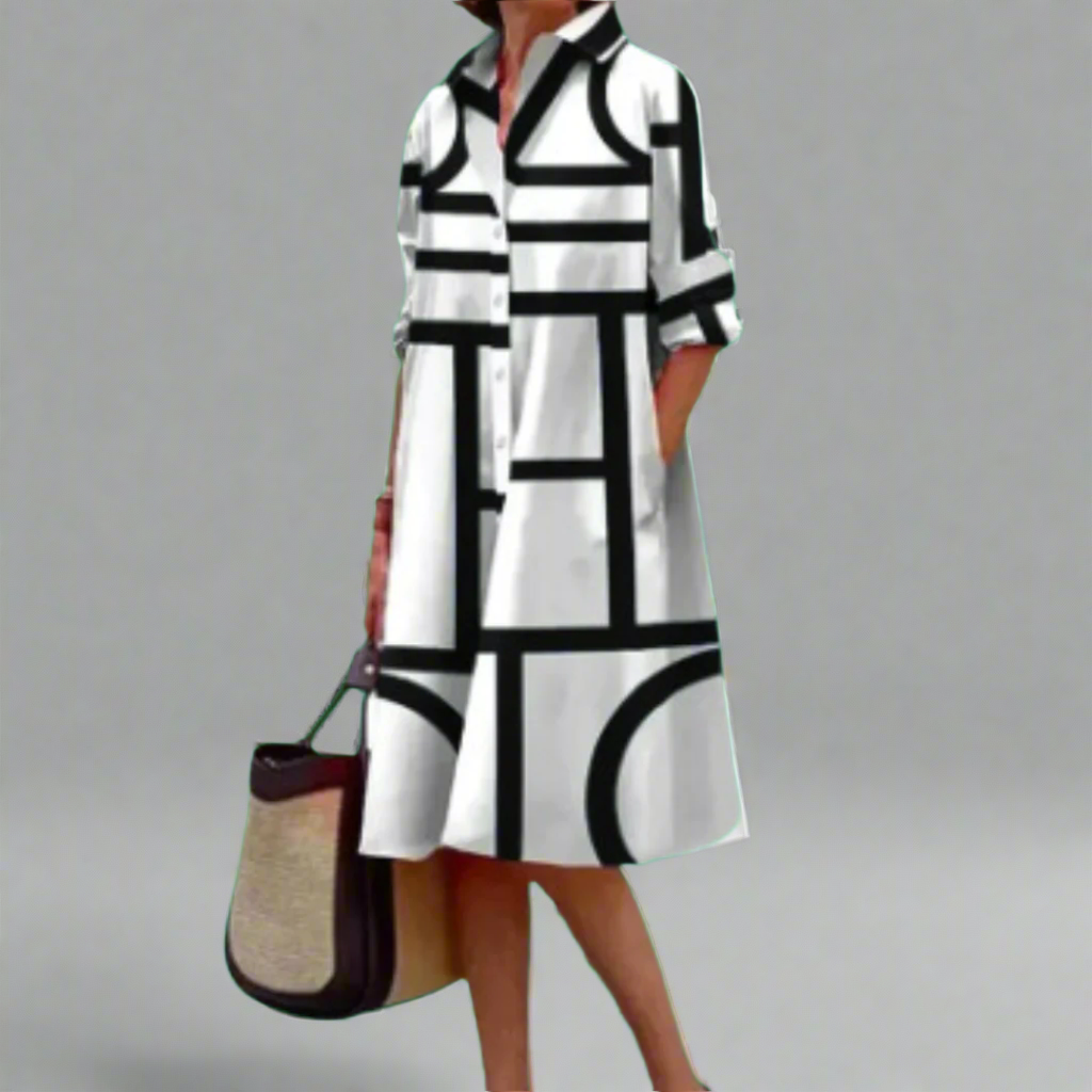 Ulricke | Handgefertigtes Premium-Kleid mit geometrischem Muster