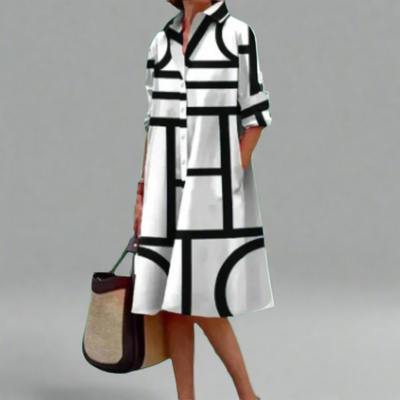 Ulricke | Handgefertigtes Premium-Kleid mit geometrischem Muster