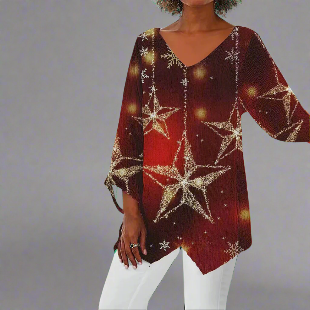 Janka | Vintage-Oberteil aus weichem Premiumstoff mit schmeichelhaftem V-Ausschnitt