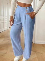 Ashlena - Soft-Touch High-Waist-Hose – Hellblau