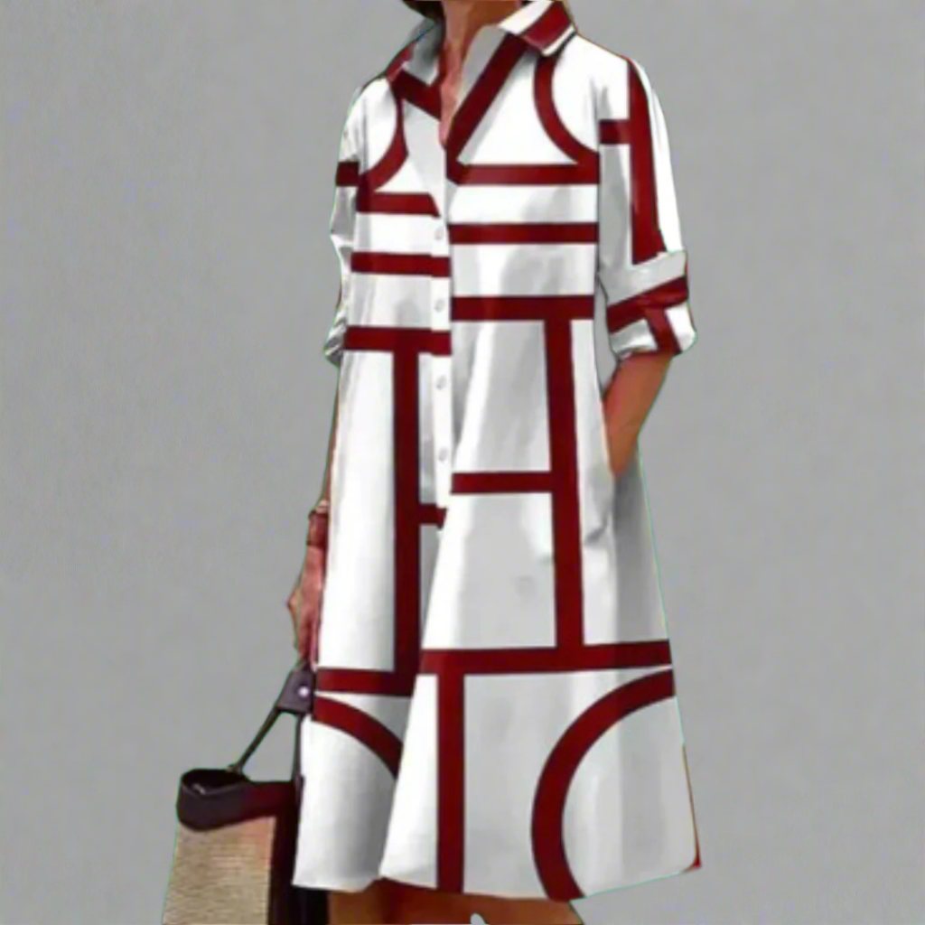 Ulricke | Handgefertigtes Premium-Kleid mit geometrischem Muster