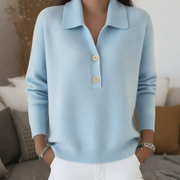 Marcellisse - Soft-Touch-Pullover mit V-Ausschnitt – Hellblau