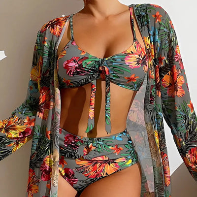 Dreiteiliges Bikini-Set mit High-Waist-Schnitt – Yara