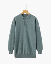 Bennett | Luxuriöser Herren Kaschmirpullover mit Polokragen & Knopfleiste – Grün