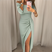 Cristy - Elegantes schulterfreies Damenkleid – Grün