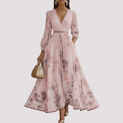 Leah - Midikleid mit Blumenprint und langen Ärmeln – Rosa