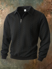 Belvorn - Premium Zopfstrick-Half-Zip-Pullover – Schwarz