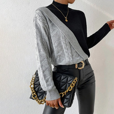 Pullover mit Strukturmix | Asymmetrisches Design | Moderner Kontrastlook