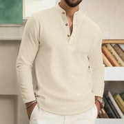 Julian | Leinen Henley für stilbewusste Herren – Beige