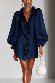 Amarina - Schimmerndes Minikleid – Marineblau