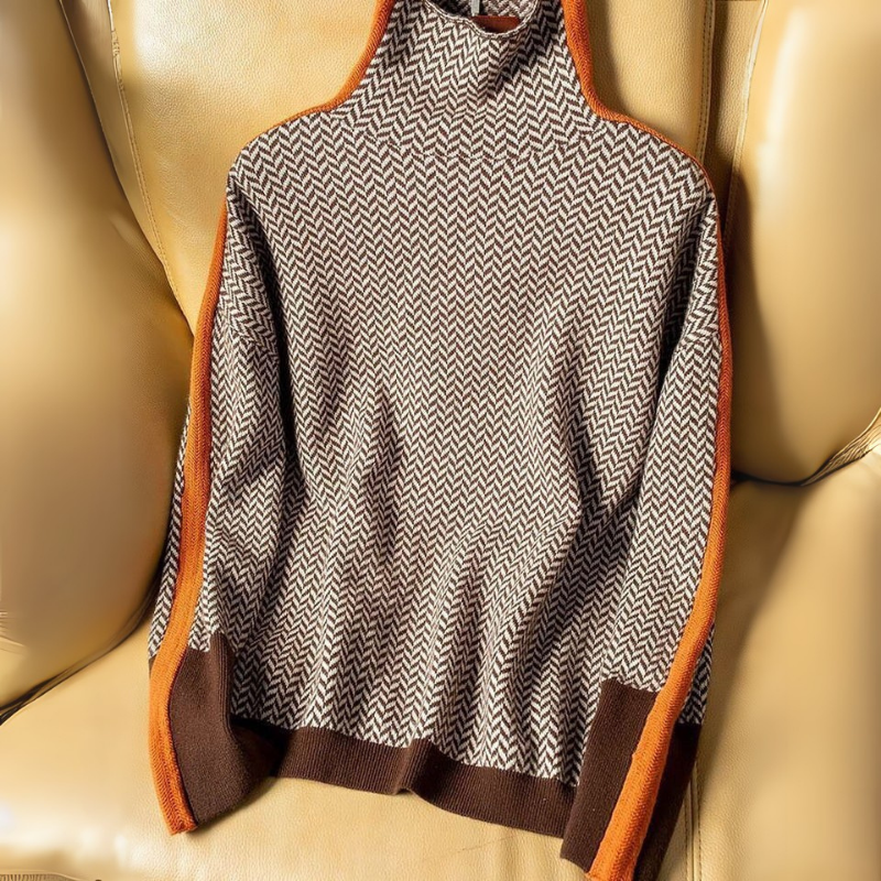 Damen Pullover | Klassisch gestrickt mit Kontraststreifen