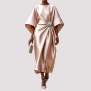 Kay - Stilvolles Wickel-Midikleid – Khaki