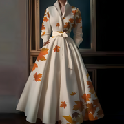 Megan - Stilvolles langes Damenkleid mit Taillengürtel – Orange