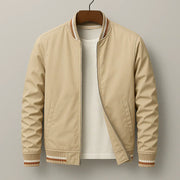 Herren Leichte Bomberjacke Mit Geripptem Kragen – Casual Reißverschlussjacke – Beige