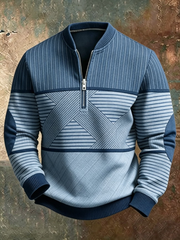Anvar - Weicher Half-Zip-Pullover – Blau