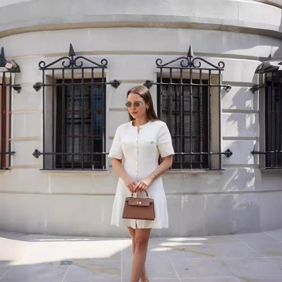 Zavanna - Kurzärmliges Wollkleid mit Strickmuster