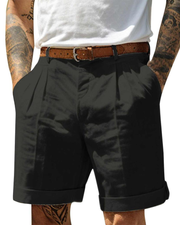 Leon | Herren Chino Shorts Pleated Bermuda Sommerhose Herren – Schwarz