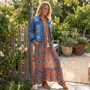 Shalisha - Elegantes Boho-Kleid mit V-Ausschnitt – Rot