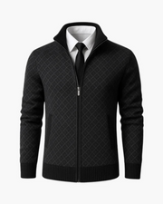 Herren Rollkragen Zipper Jacke – Schwarz