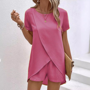 Arabesca - Mehrlagiges asymmetrisches Loungewear-Set – Rosarot