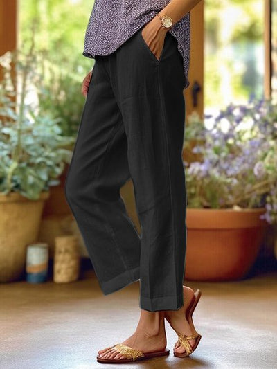 Weite Gerade Leinenhose für Damen